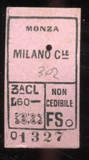 Biglietto Treno Ferrovia  Monza Milano 302
