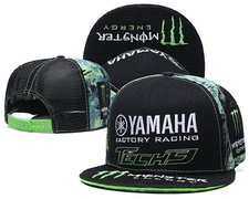 Cappello SnapBack Unisex Tesa Piatta Yamaha/Monster Moto/Supercross Racing Nero