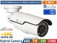 TELECAMERA BULLET IBRIDA 4in1 VARIFOCALE 9-22mm 8MP 4K ULTRA-HD VISIONE 60 METRI