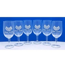 6 BICCHIERI PUBBLICITARI COGNAC POLIGNAC-IN VETRO-GLASSES BRILLE-ANNI 70-VINTAGE