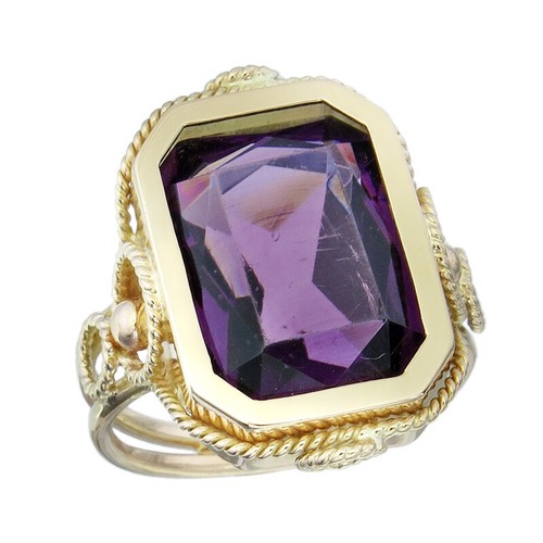 Anello ametista sintetica oro