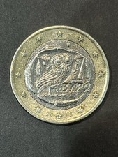 Rara moneta 1 euro gufo grecia 2002 eypo con S nella stella  "errore conio 2002"