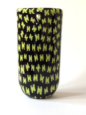 VITTORIO FERRO FIRMATO MURANO STILIZZATO DESIGN FARFALLA GRANDE VASO VETRO VERDE