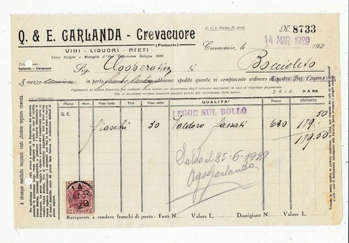 Fattura crevacuore vini - fattura,