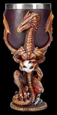 Calice - Rosso Drago Fuoco - Gotico Tavolo Decorazione Vetro Dragon LARP Fantasy