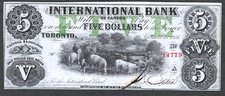 1858 CANADA $5 BANCA