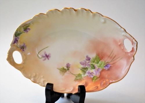 Piatto ovale viola con fiore - viola,