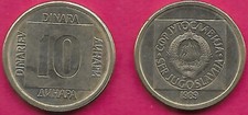 YUGOSLAVIA SOCIALISTA RAPPRESENTANTE FEDERALE 10 DINARA 1989 UNC TESTO CIRCONDA EMBLEMA DI STATO