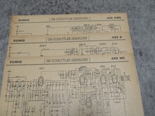 3x EUMIG scheda da collezione schema elettrico e bilanciamento per radio a valvole 449GWE 449S 449WE