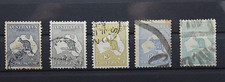 AUSTRALIA 1915 CANGURO E MAPPA TIMBRATI USED BLOCCO DI 5 FRANCOBOLLI (C.Y)