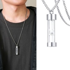 Collana con ciondolo a forma di clessidra in acciaio inossidabile per ceneri