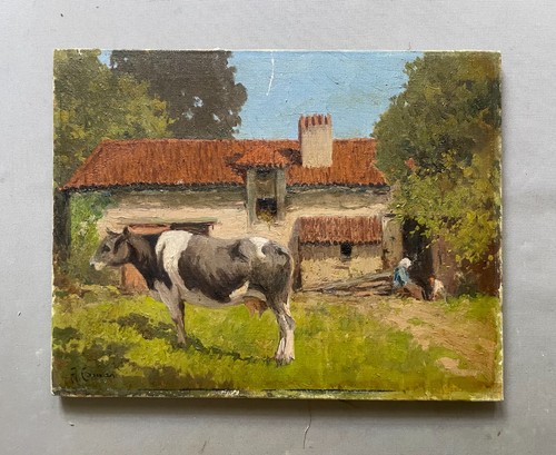 Mucca davanti una fattoria - davanti,