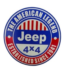INSEGNA SMALTATA PORCELLANA AMERICANA JEEP 4x4 AUTOMOBILE 48 POLLICI O 4 PIEDI INSEGNA DSP