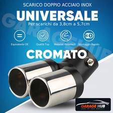 😍Terminali Doppio Scarico INOX Auto 62mm Curva per Scarichi da 3,8cm a 5,7cm