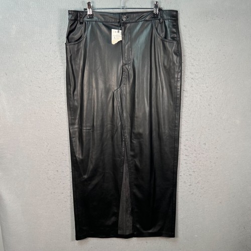 Maxi gonna nera ecopelle - maxi,