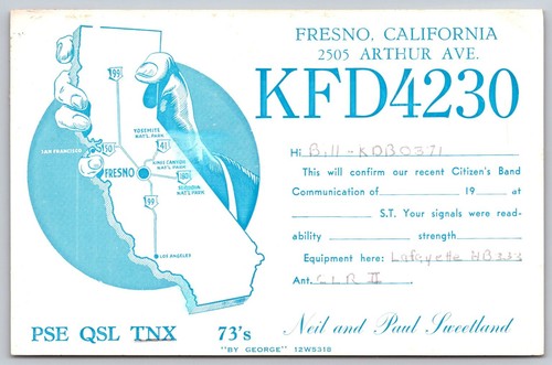 Cartolina epoca qsl fresno - cartolina, d'epoca