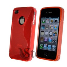 Cover Custodia Gel Silicone Rosso S-Line Per APPLE iPhone 4/4G/4S