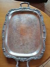 Vassoio Rettangolare Lavorato in Lega, Ottone-Argentato,datato- vintage