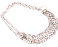 Collana vintage argento sterling 925 PIANEGONDA cordoncino catene anello maglie NE4257