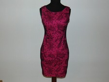 VESTITO TUBINO MALAIKA ROSA FUCSIA E NERO ELASTICIZZATO S 40 FANTASIA FLOREALE