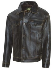 BRANDO Western Giacca da motociclista uomo in pelle con taglio giacca di jeans - stile cowboy