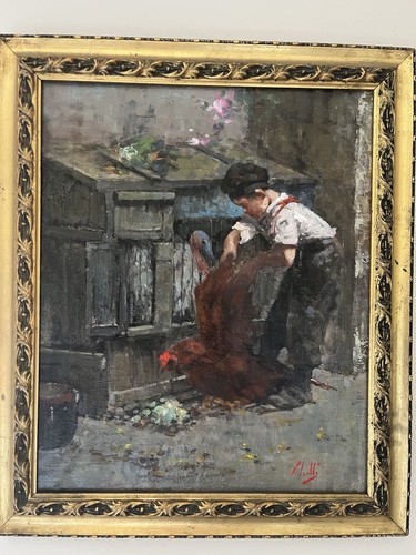 Quadro antico olio tela - quadro,