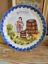 Piatto Piano Da Parete Ceramica Bassano Safade  Autunno Dipinto A Mano