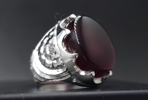 Anello agata rossa aqeeq - anello, aqeeq,