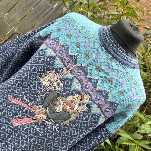 Maglione sciatore sci ricamato