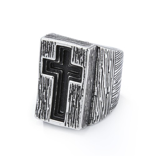Anello uomo punk croce