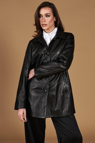 Giacca vera pelle nera donna - vera,