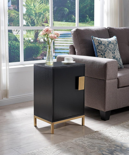 Comodino chic legno nero - comodino,
