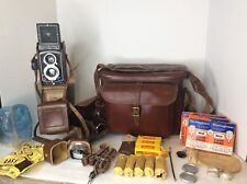 Rollei Rolleicord V TLR fotocamera Xenar 75 mm f3,5 con custodia 3 obiettivi PER RICAMBI