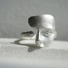 ✨ Anello Maschera Greca Mistico Uomo Donna Regolabile Placcato Argento Oro