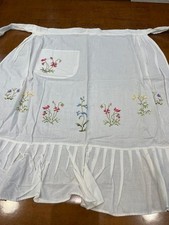 Grembiulino cotone da cucina, in cotone, ricamato a mano a punto croce