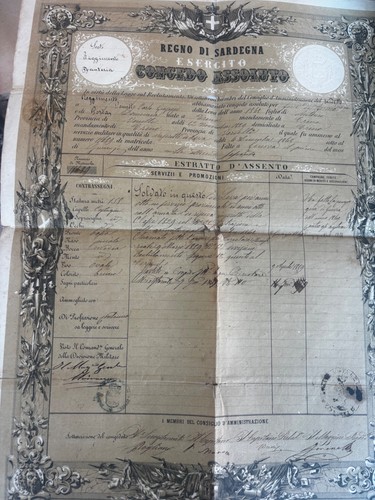 Regno sardegna 1859 congedo - regno,
