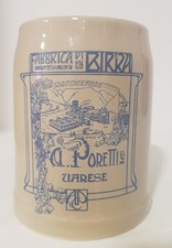 Boccale birra PORETTI LABOREMUS ceramica Bicchiere Rarissimo 