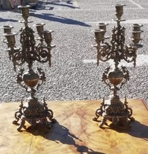 Coppia Candelabri In Ottone Vintage