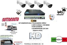 KIT VIDEOSORVEGLIANZA 4 TELECAMERA BIANCHE INFRAROSSI HD500+ DVR + ALIMENTATORE 