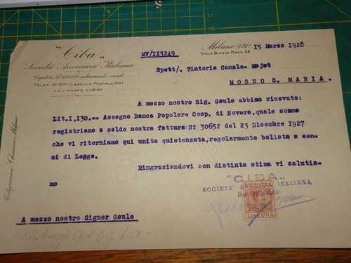 Antico documento ciba societa - ciba, societa'