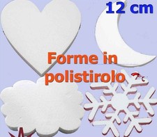 10 FORME IN POLISTIROLO CUORE LUNA STELLA NUVOLA CM 12 ADDOBBI VETRINE UFFICI