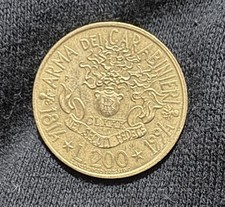 Moneta rara Originale 200 Lire 180’ nascita Carabinieri 1814 - 1994
