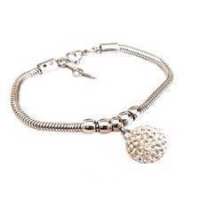 Bracciale snake tipo pandora da donna in acciaio inox con ciondolo di zirconi