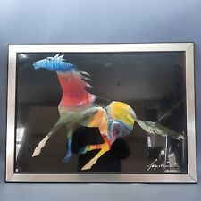 Quadro Tecnica mista Firmato Sage Vernis dipinto Cavallo Anni 70