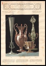 VASI VETRO VENEZIA STAMPA ORIGINALE COLORATA 1875