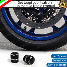 SET 2 TAPPI TAPPINI COPRIVALVOLA RUOTE GILERA DAKOTA 350 ARGENTO E NERI ACCIAIO