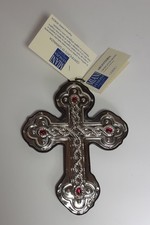 Rara Placca Croce Argento 925 PG MIANI Venezia Pietre Smalti Artigianale cm 16