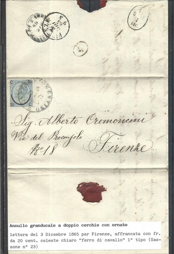 1865 20c ferro cavallo - cavallo, su