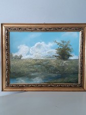 quadro dipinto olio su tavola paesaggio con cornice antico 900 