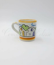 Tazzina Da Caffè Ceramica Di Vietri Cilindrica Casette Artigianato Made in Italy
